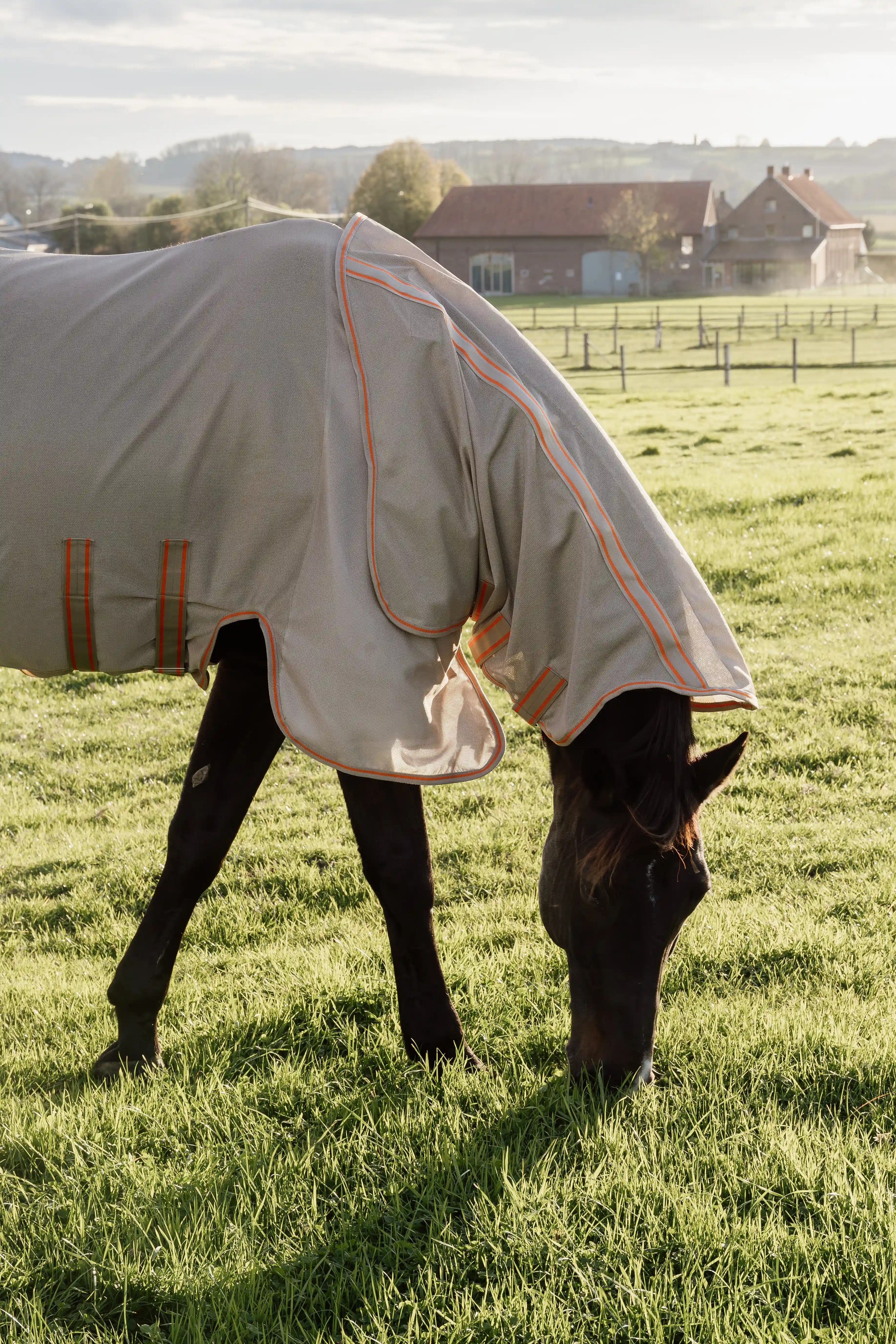 Kentucky Horsewear Mesh Comfort Vliegendeken | Beige - Oranje Kentucky Horsewear Mesh Comfort Vliegendeken | Beige - Oranje
