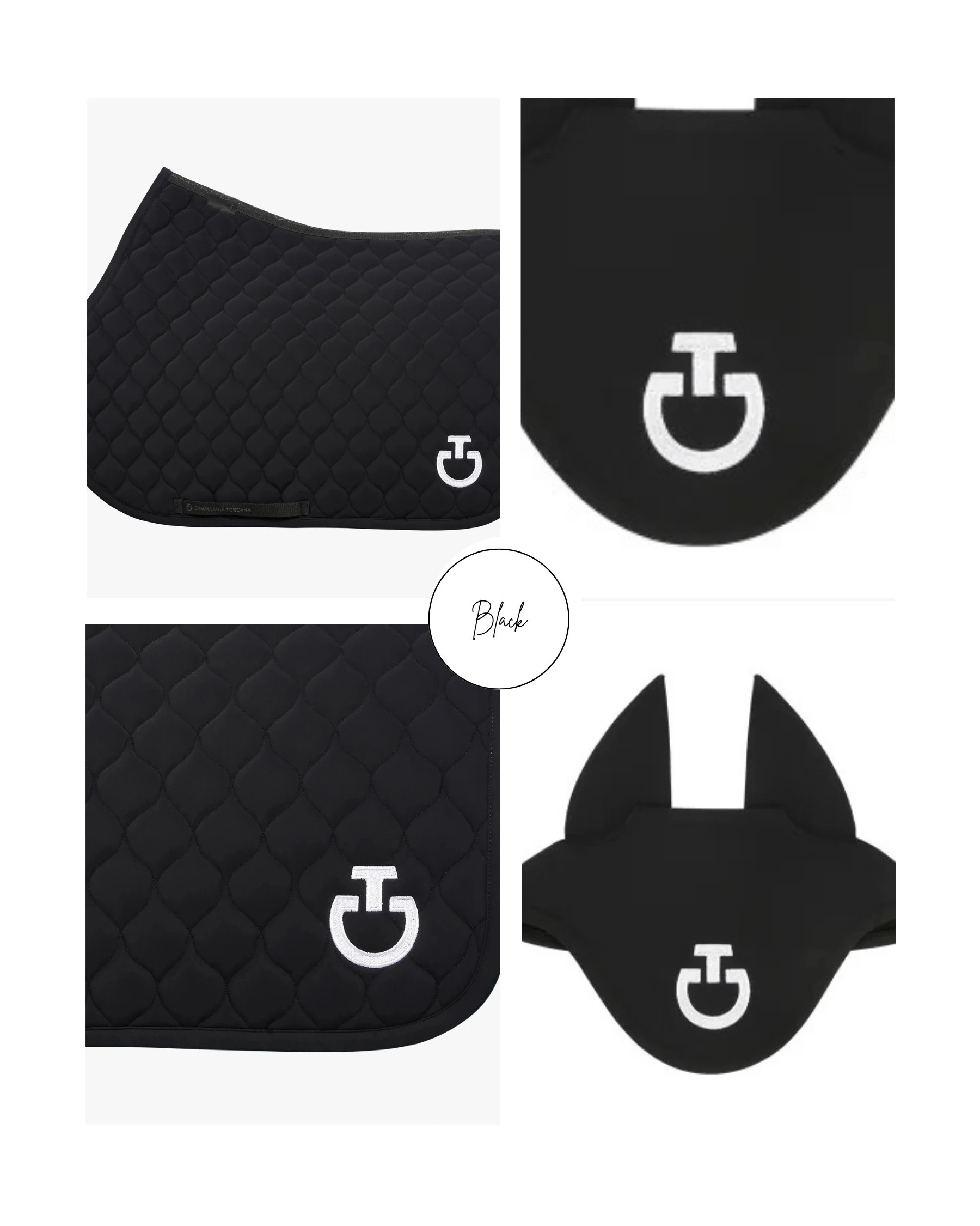 Cavalleria Toscana Set Zadeldekje & Oornetje Springen Zwart | Shop Set Cavalleria Toscana Set Zadeldekje & Oornetje Springen Zwart | Shop Set