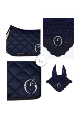 Vestrum Set Zadeldekje & Oornetje Springen Navy/Zwart | Shop Set Vestrum Set Zadeldekje & Oornetje Springen Navy/Zwart | Shop Set