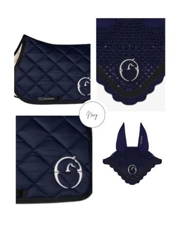 Vestrum Set Zadeldekje & Oornetje Springen Navy/Zwart | Shop Set Vestrum Set Zadeldekje & Oornetje Springen Navy/Zwart | Shop Set