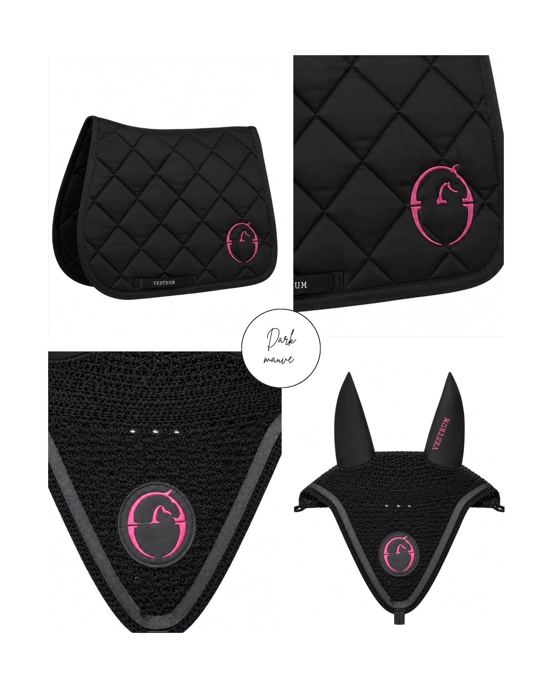 Vestrum Set Zadeldekje & Oornetje Springen Zwart/Dark Mauve | Shop Set Vestrum Set Zadeldekje & Oornetje Springen Zwart/Dark Mauve | Shop Set