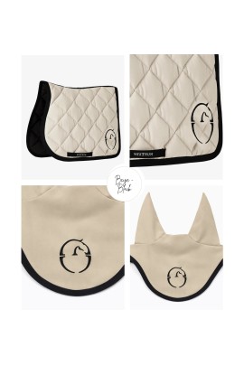 Vestrum Set Los Angeles Zadeldekje & Oornetje Springen Beige/Zwart | Verkrijgbaar Vestrum Set Los Angeles Zadeldekje & Oornetje Springen Beige/Zwart | Verkrijgbaar