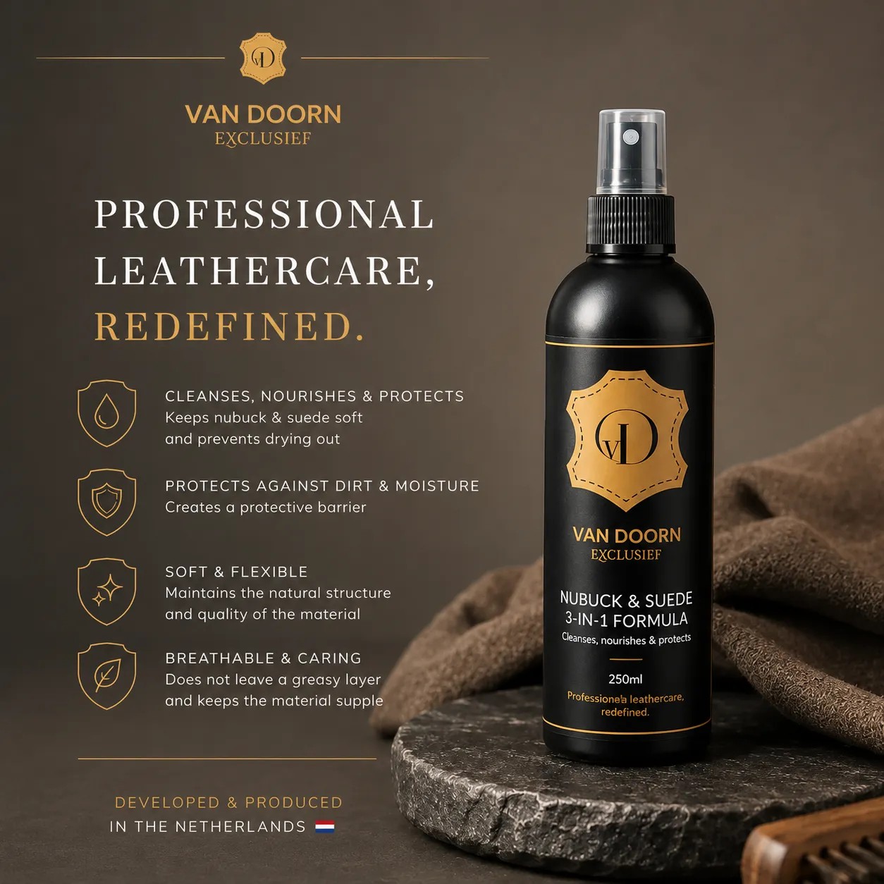 Van Doorn Exclusief Suède & Nubuck Care | 3-in-1 Verzorging | Shop nu