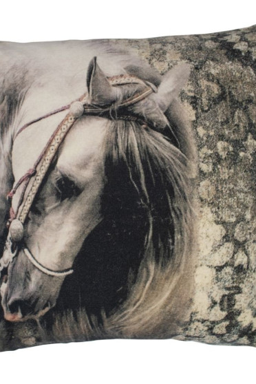 Mars & More Classic Velvet Cushion Horse Grey Mars & More Classic Velvet Cushion Horse Grey