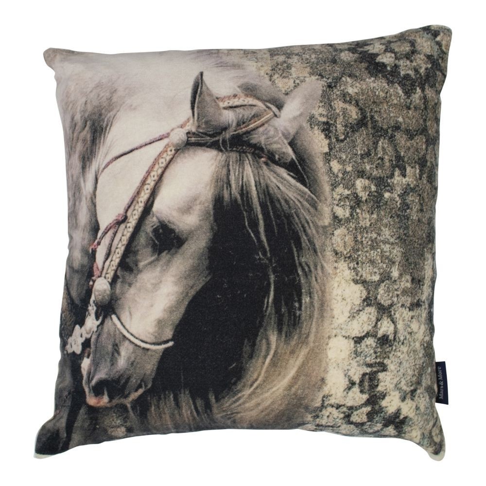 Mars & More Classic Velvet Cushion Horse Grey Mars & More Classic Velvet Cushion Horse Grey