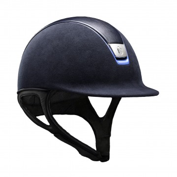 Samshield Helmet Premium Blue + Top Leather + Chrome Blue/Chrome