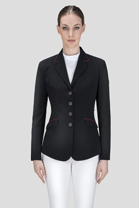 Equiline Women's Competition Jacket Zwart Polly met roze details