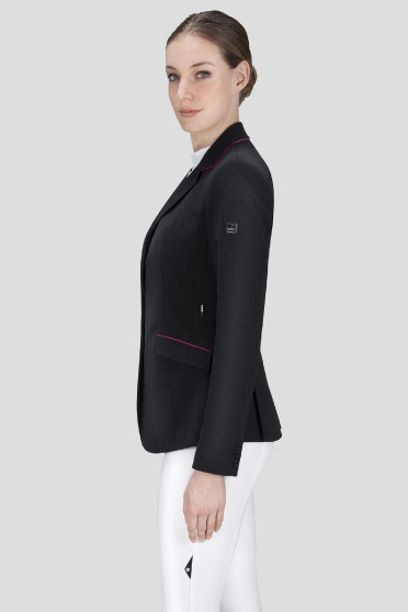 Equiline Women's Competition Jacket Zwart Polly met roze details Equiline Women's Competition Jacket Zwart Polly met roze details