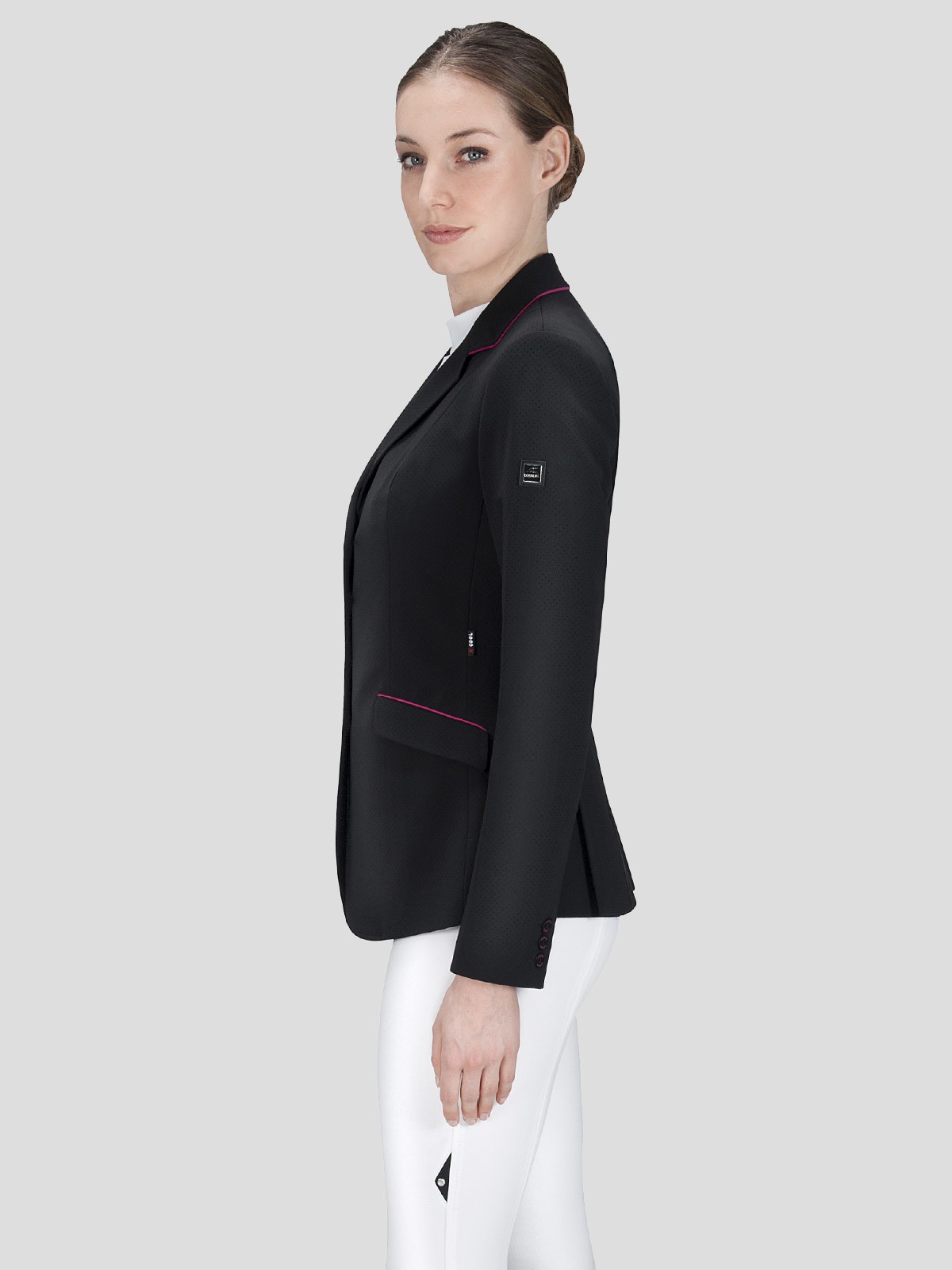 Equiline Women's Competition Jacket Zwart Polly met roze details Equiline Women's Competition Jacket Zwart Polly met roze details