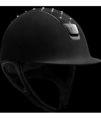 Samshield Helmet Premium Zwart + Top Lozenge Swarovski + Chrome Black