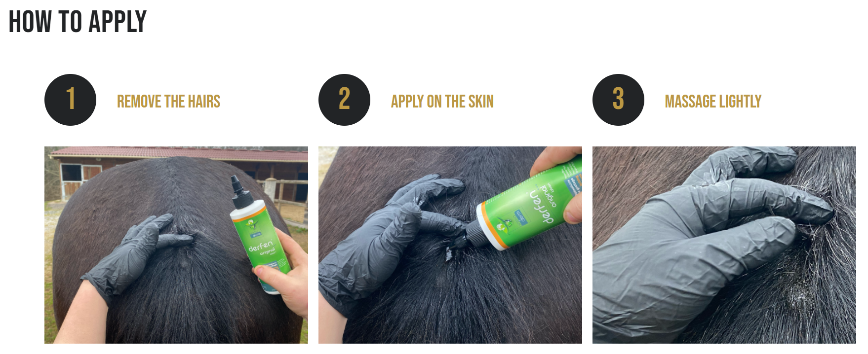 Derfen Original Lotion aanbrengen in drie stappen
