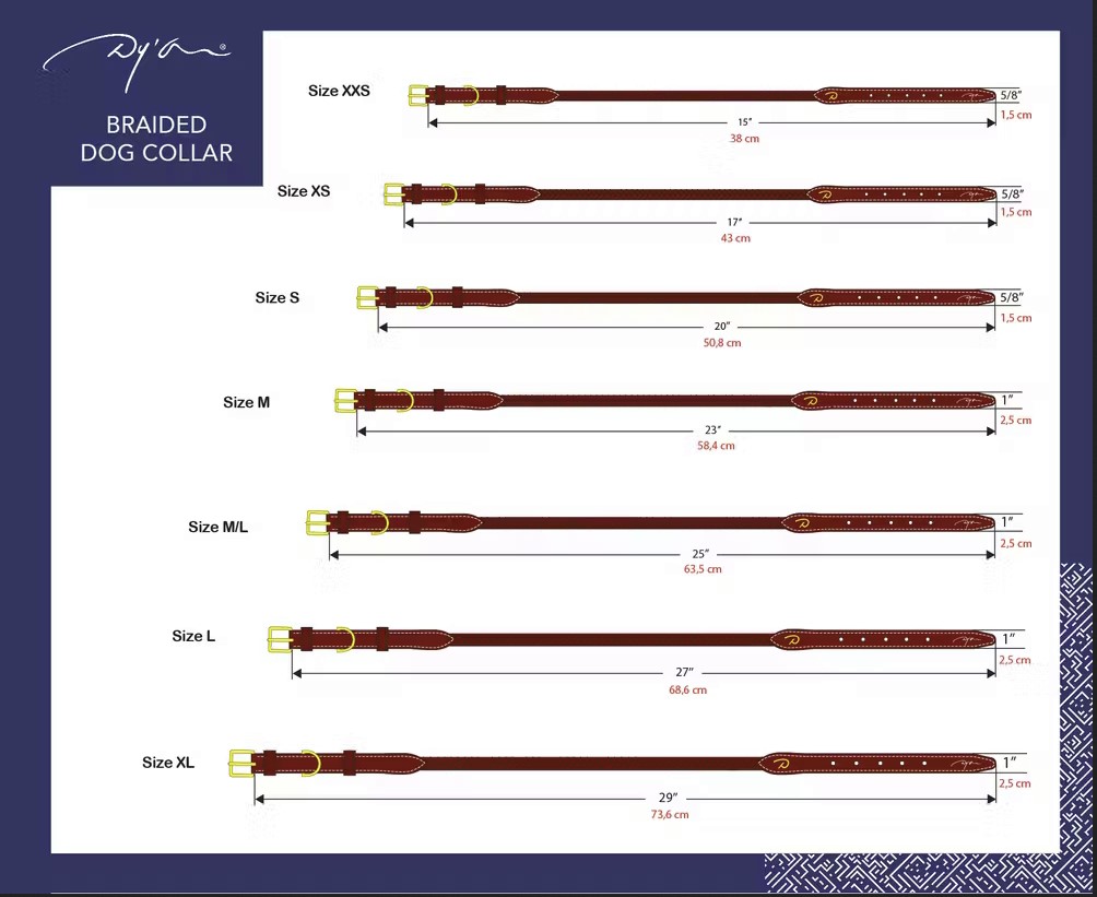 Maattabel halsband Dyon